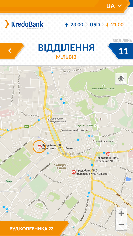 Office locations Kredobank