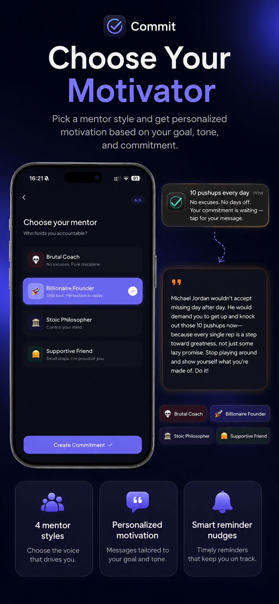 Commit — habit and goal check-in app