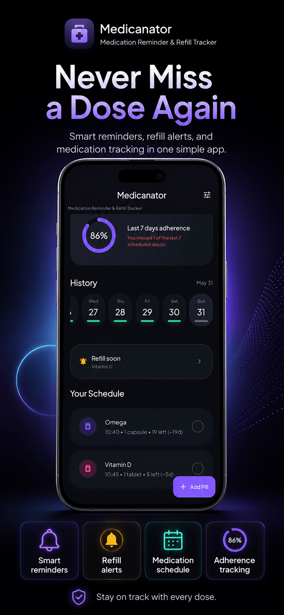 Medicanator — medication reminders and refill tracking